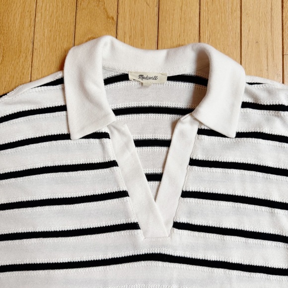Madewell Relaxed V Neck Striped Polo Sz S - Picture 5 of 16